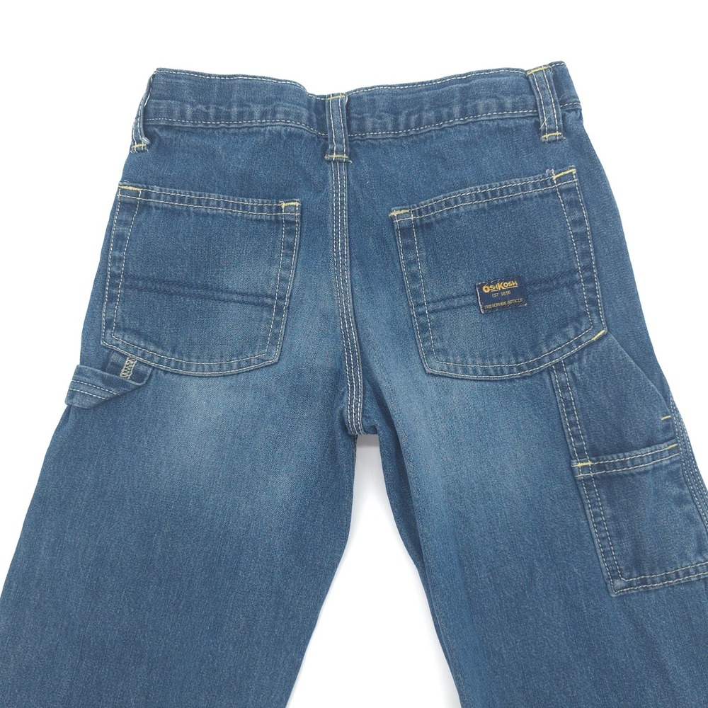 Y2K OshKosh Bgosh Boys Carpenter Jeans Medium Wash Utility Denim Husky Size 5 - Picture 3 of 6